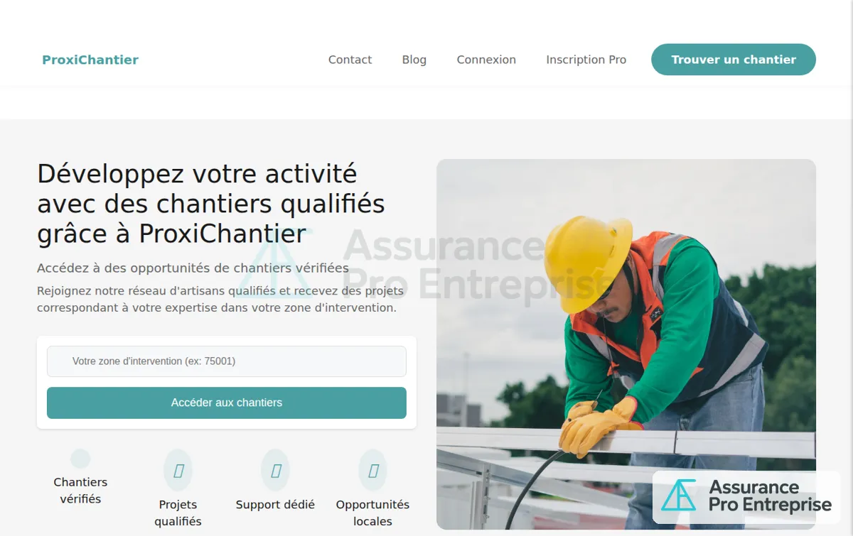 Capture : ProxiChantier.fr : Trouver rapidement un Chantier Près de Chez Vous